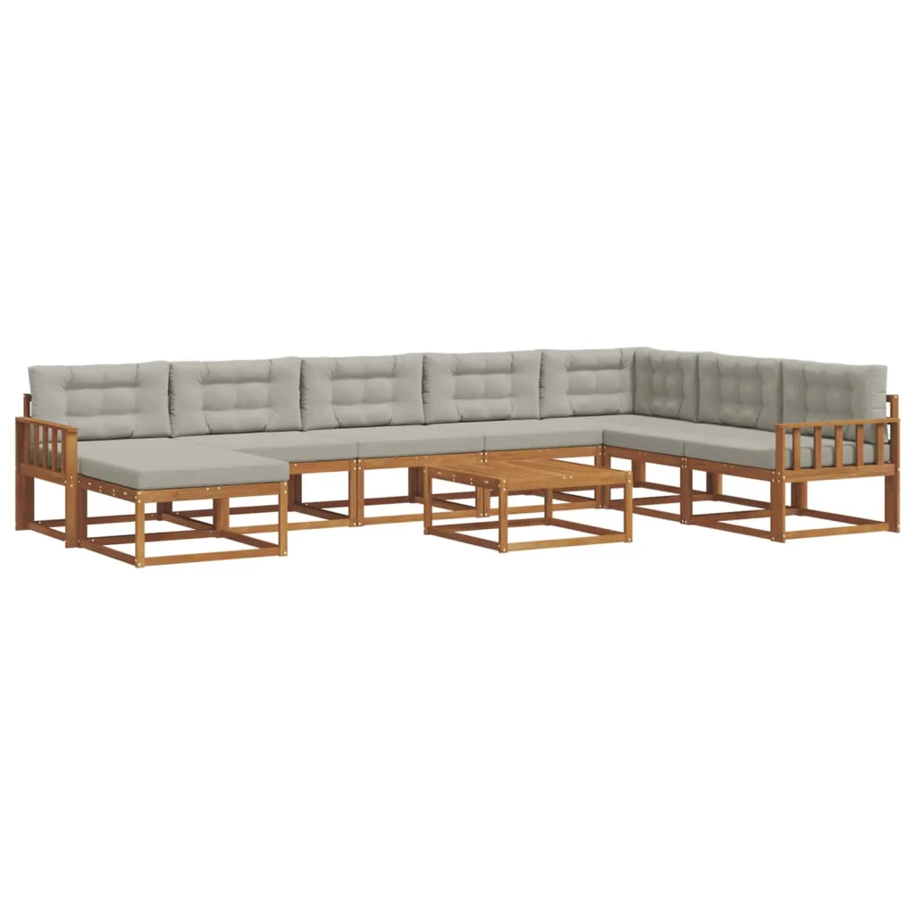 Set di divani da esterno 9 pcs Grigio Naturale e Chiaro 3368029