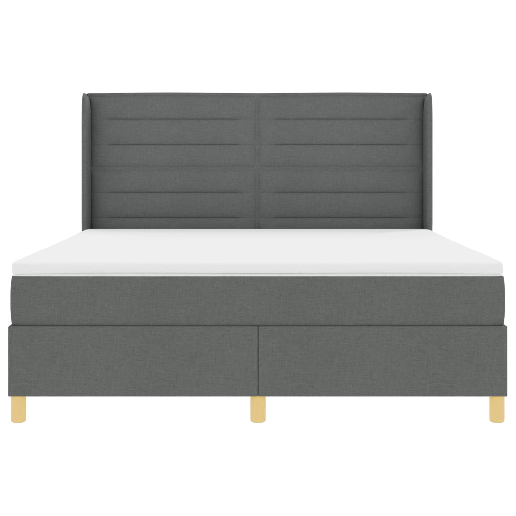 Letto Box Spring con Materasso Grigio Scuro 180x200 cm Tessuto