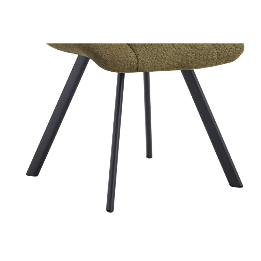 Set di 2 sedie VELMA - Tessuto verde oliva - Gambe in metallo - Design compatto - Eleganza naturale e contemporanea
