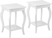 Comodino, Comodino da Divano a 2Livelli, Tavolino per la Camera da Letto, Capacità di peso di 17 kg, 40 x 40 x 60 cm (2, bianco)