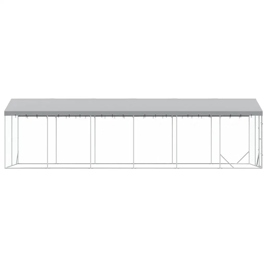 Cuccia Cani da Esterno Tetto Argento 3x9x2,5 m Acciaio Zincato 3190490