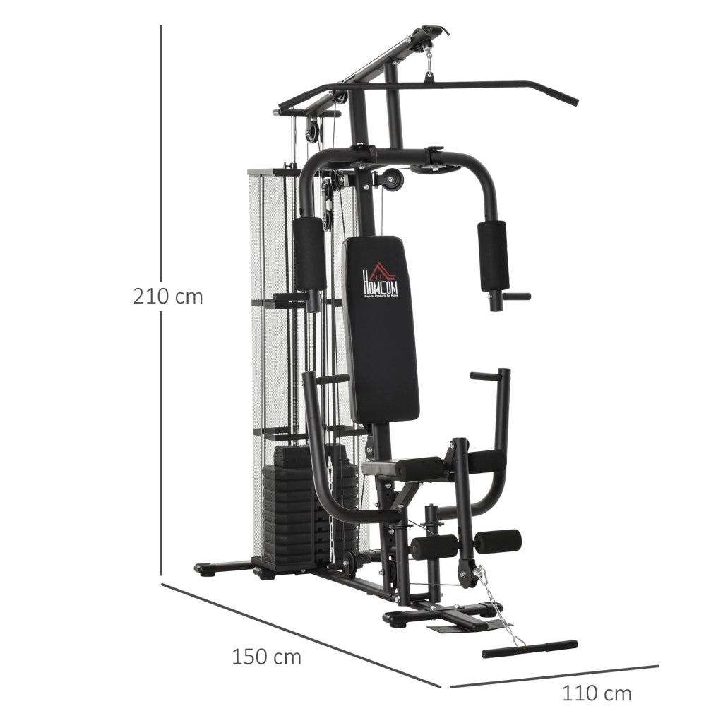 EasyComfort Stazione Fitness Palestra Multifunzione per Allenamento a Casa e Professionale, Acciaio 150x110x210cm Nero