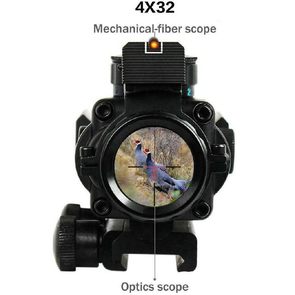 Trade Shop - Mirino Ottico Di Precisione Per Carabina Fucile Con Reticolo Illuminato 4x32 -