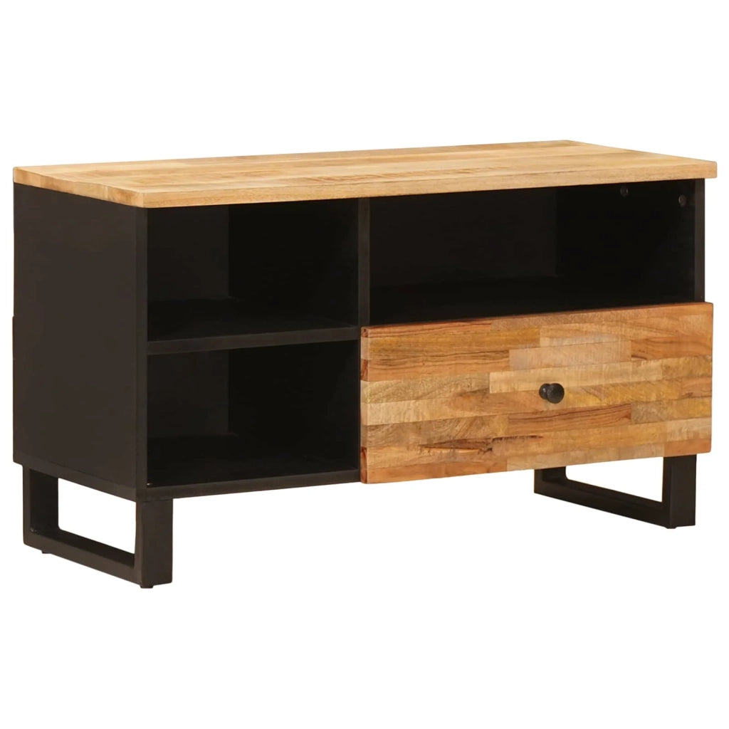 Mobile porta TV funzionale rettangolare con ripiano 80 x 33 x 46 cm in legno massello di mango marrone 02_0057817