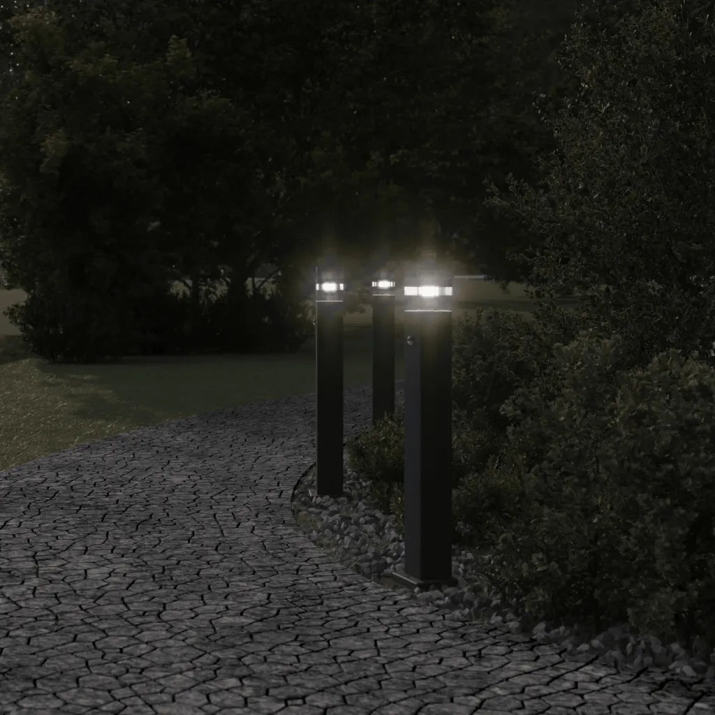 Lampada da Terra per Esterni con Sensore Nera 80cm in Alluminio CFW9889700
