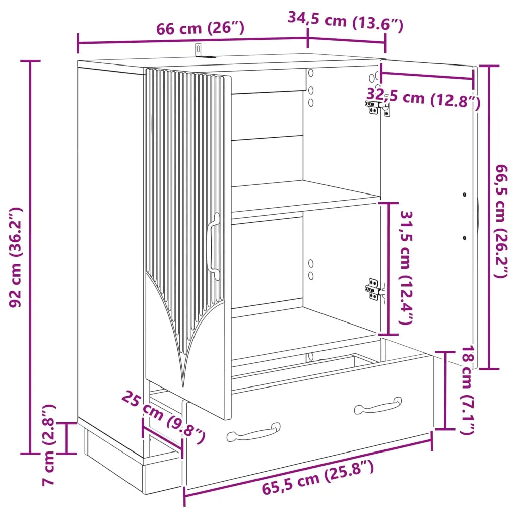 Credenza Nero 66 x 34,5 x 92 cm Legno ingegnerizzato 895356