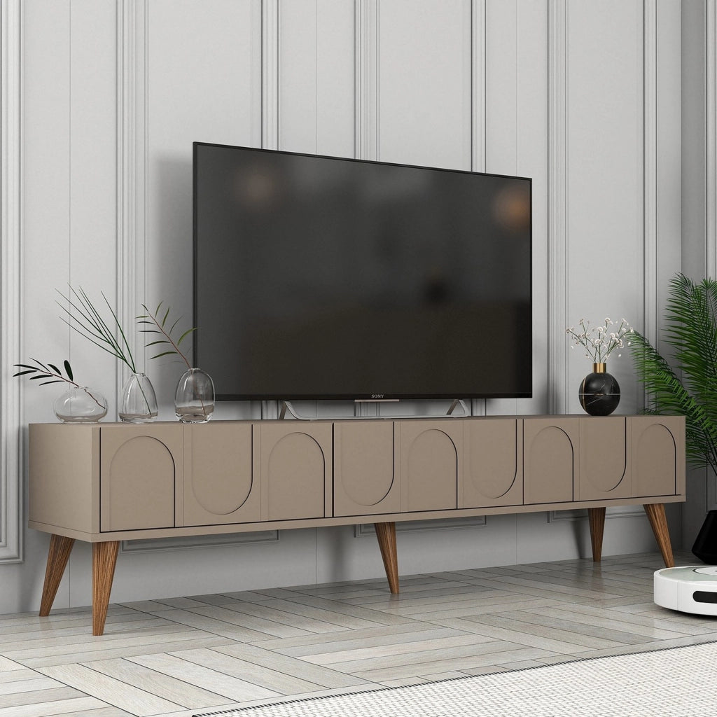 Scafa, Mobile Porta tv 3 Ante, 180x35x44h cm Grigio Tortora