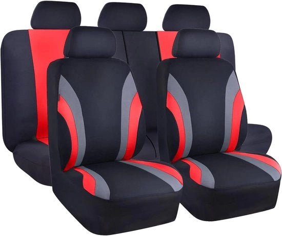 Set di protezioni per sedili auto - Protezioni sedili auto - Protezione interno - Set completo - Adattamento universale - Nero Rosso