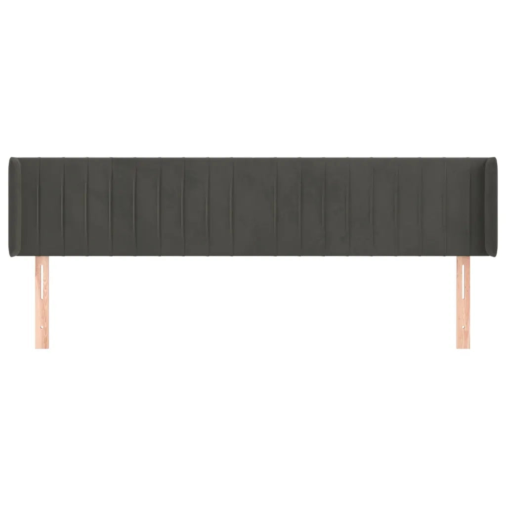 Testiera | Testata ad Orecchio Grigio Scuro 203x16x78/88 cm in Velluto
