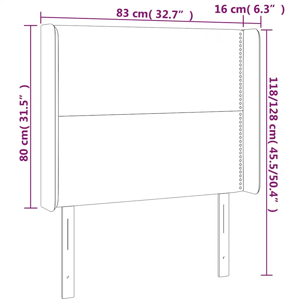 Testiera a LED-Testata con LED Nera 83x16x118/128 cm in Tessuto 226101