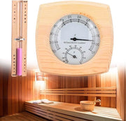 Termometro e idrometro per sauna con indicatore di umidità e vaso a sabbia rotante - misura la temperatura e l'umidità - 15 minuti di tempo di rotazione del vaso a sabbia - realizzato con materiali ecocompatibili - compatibile con interno sauna e bagno.