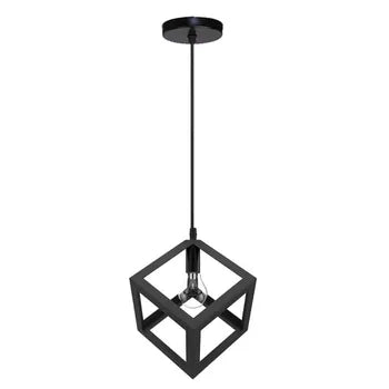 Lampadario Lampada Sospensione Cubo Moderno con Portalampada E27 NERO