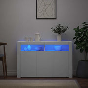 Credenza con Luci LED Bianca 115,5x30x75 cm 804337