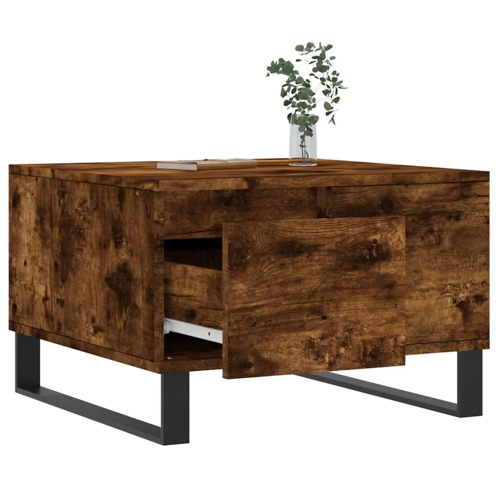 Tavolino da Salotto Rovere Fumo 55x55x36,5 cm Legno Multistrato 830769