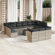 Set Divani da Giardino 14pz con Cuscini in Polyrattan
