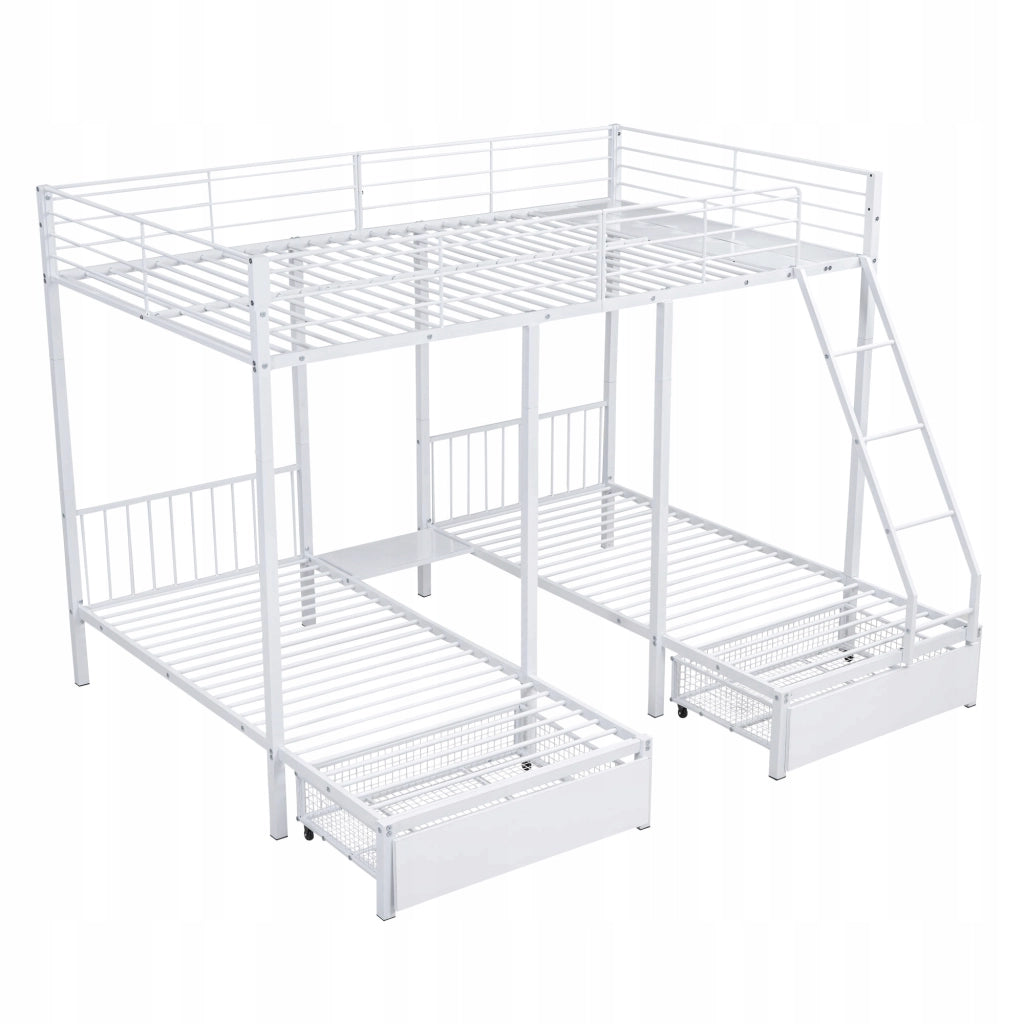 Letto a tre piani - Xylo - 140x200 - Bianco - Senza materasso