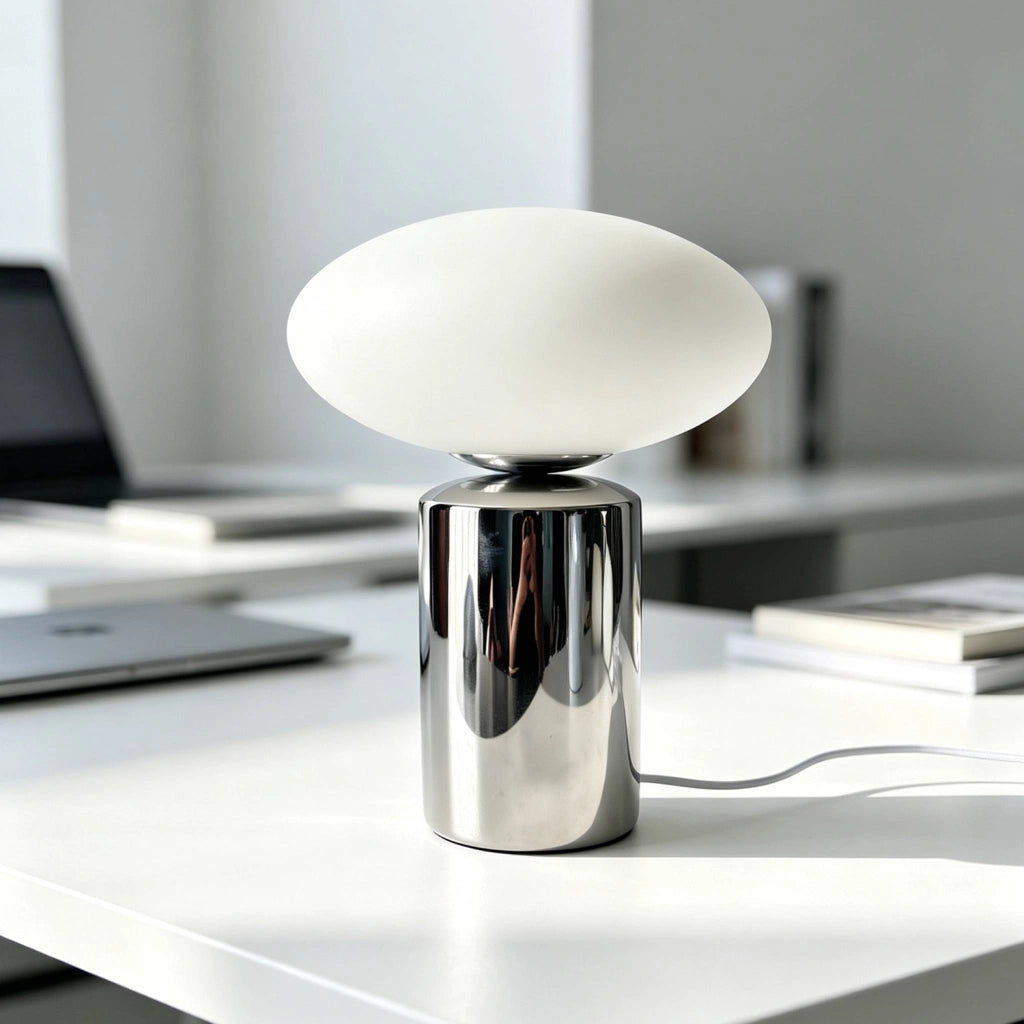 Lampada da tavolo per interni in ceramica e vetro, ø25,5 cm, grigio