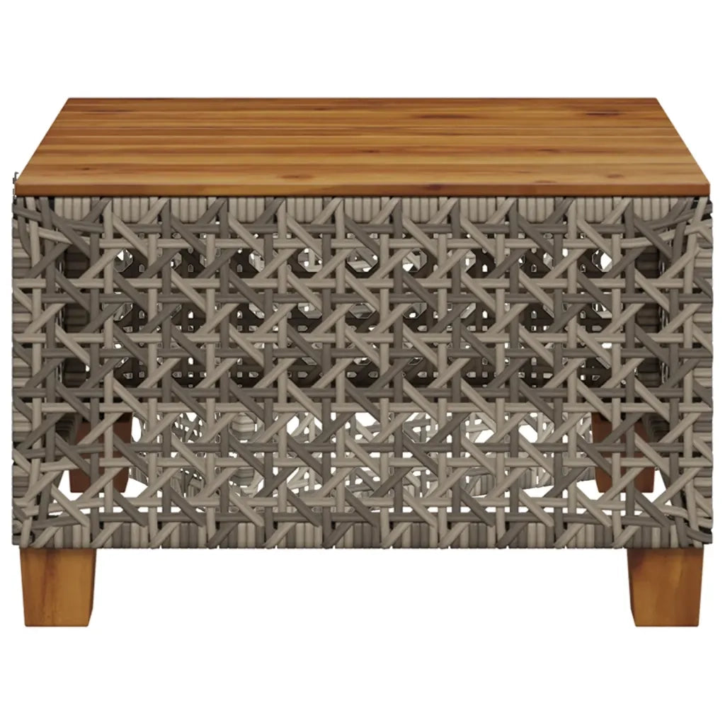 Tavolo da Giardino Grigio 55x55x36 cm Polyrattan e Legno Acacia