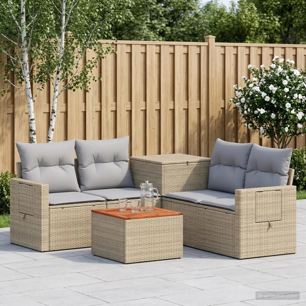 Set di divani 6 pz Beige e Grigio Chiaro 3447473