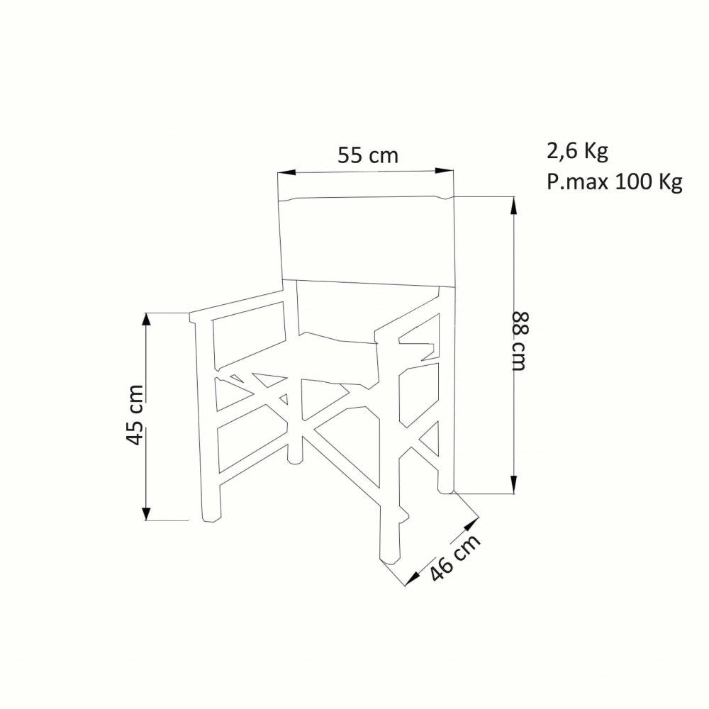 Sedia Regista da Giardino Siena 55x46x45/88 h cm in Textilene Blu
