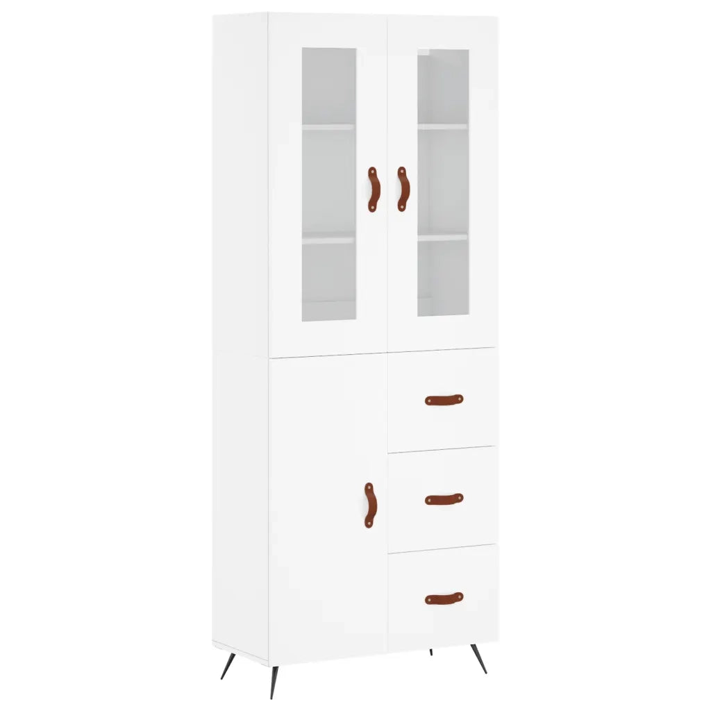 Credenza-Buffet-Armadio da cucina Bianca 69,5x34x180 cm in Legno Multistrato 525377
