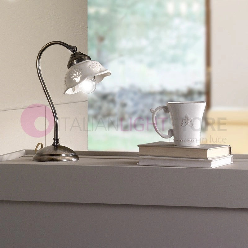 RIPARBELLA Lampada da Tavolo in Ceramica e Ottone Rustico Country