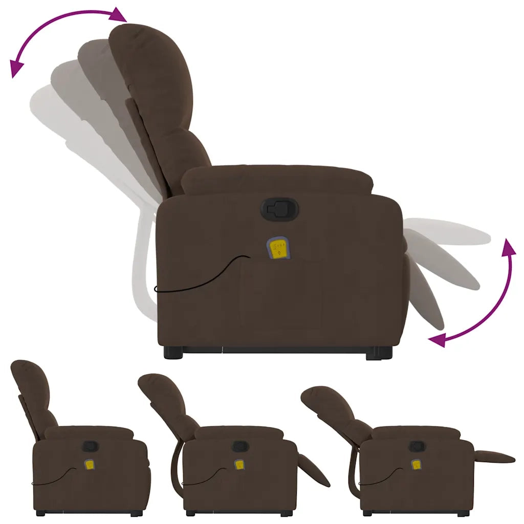 Poltrona Alzapersona Reclinante Massaggiante | Sedia Relax Marrone Microfibra