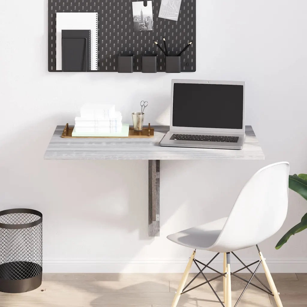 Tavolino Muro Pieghevole Grigio Sonoma 100x60x56 cm Multistrato 342651