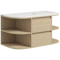 Mobile sottolavabo bagno sospeso mobile sottovasca con cassetti a chiusura soft e ripiani, marrone