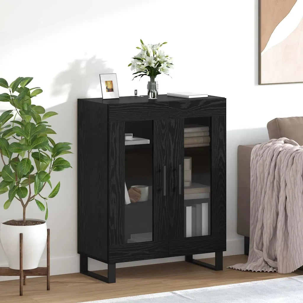 Credenza | Madia | Buffet da pranzo | Armadio da pranzo Rovere Nero 69,5 x 34 x 90 cm Legno multistrato