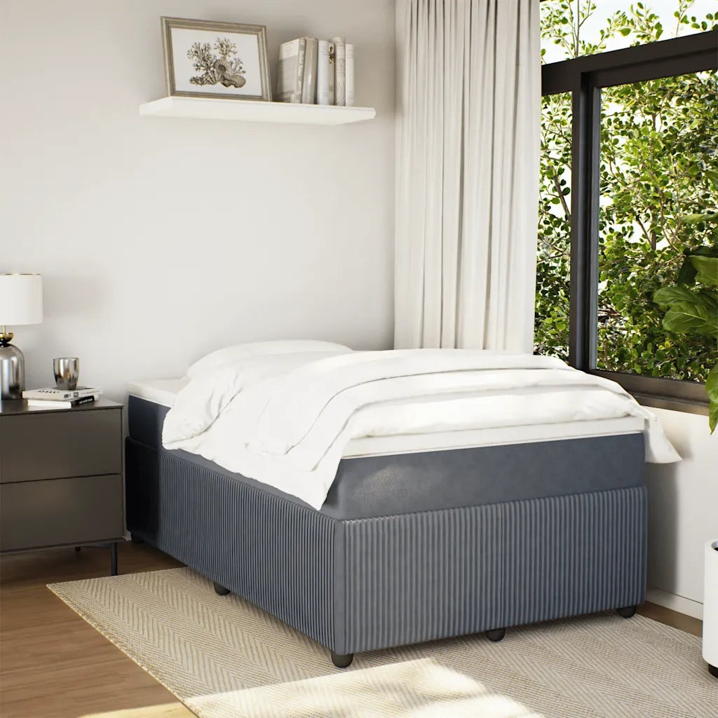 vidaXL Giroletto a Molle con Materasso Grigio Scuro 120x190 cm Velluto