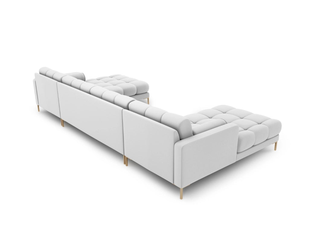 Cosmopolitan Design - Divano panoramico "Bali" 7 posti in tessuto strutturato grigio chiaro 