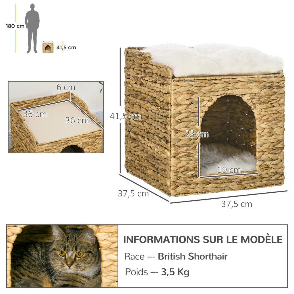 Niche pour chat 2 livelli con cuscini ¨C Zephmum ¨C 37.5x37.5x41.5 cm marrone crema