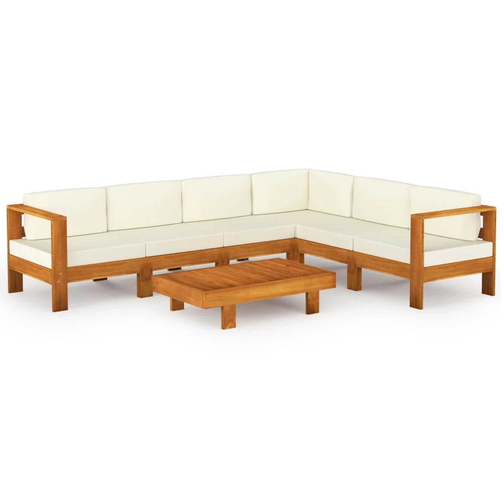Set di mobili da giardino mobili da esterno 7 pezzi con cuscini bianco crema legno di acacia 02_0017087