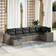 Set Divani da Giardino 7 pz con Cuscini Grigio in Polyrattan 3325706