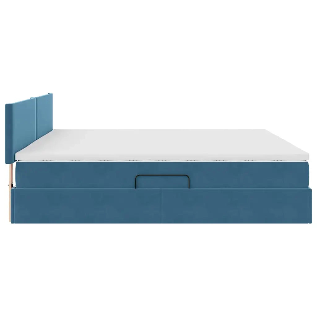 Letto con Contenitore Blu Scuro 200 x 200 cm Velluto 3370723