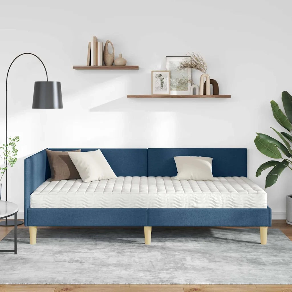 Struttura Letto Angolare con Materasso Altro 2 pcs Blu Tessuto