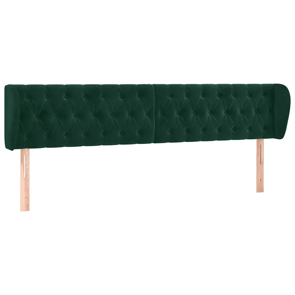 Testiera | Testata ad Orecchio Verde Scuro 203x23x78/88 cm in Velluto