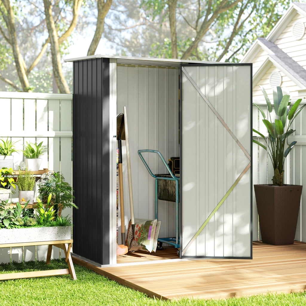 Capanno da Giardino in Metallo ¨C Zephmum ¨C Grigio Scuro 142x86x189 cm