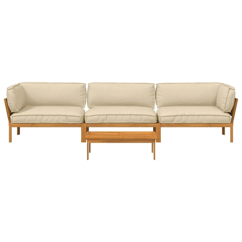 Set di divani con cuscino 4 pcs Beige Legno di Acacia Massello 3418547