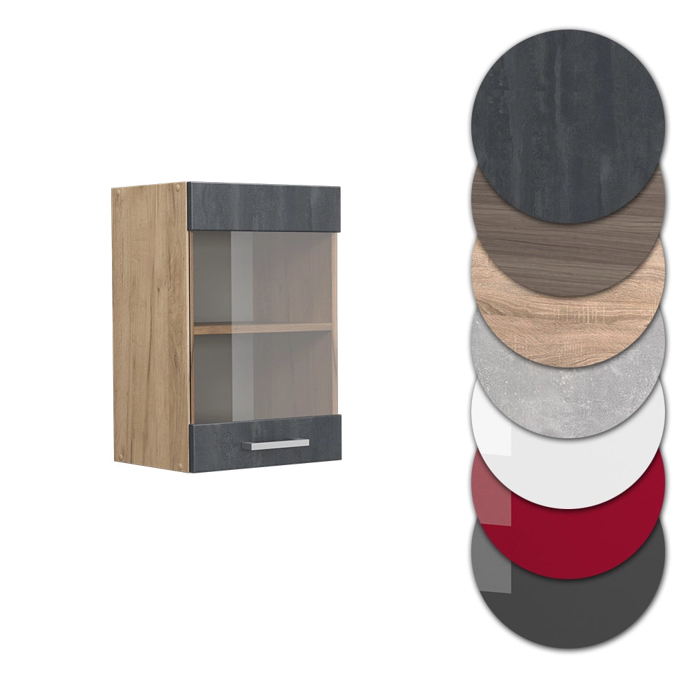 Vicco Mobile da cucina in vetro Calcestruzzo nero 40 cm