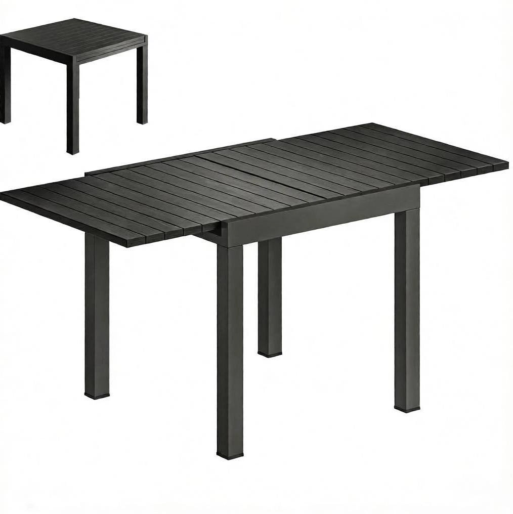 Tavolo da giardino allungabile 80-160 x 80 cm in alluminio nero