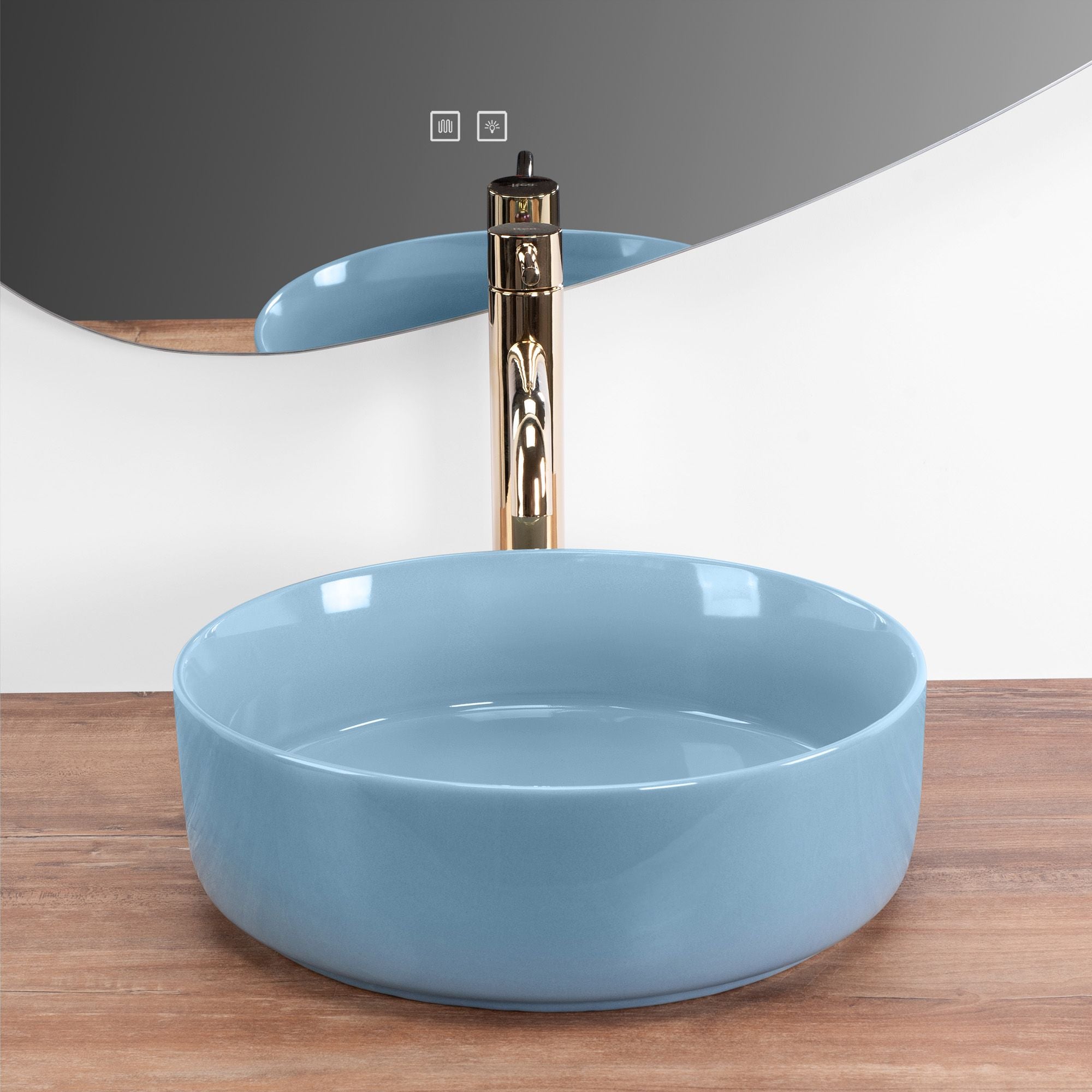 Lavabo Da Appoggio Rea Sami L.blue Shiny