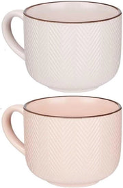 Set di due grandi tazze da caffè e tazze per zuppe - resistente al microonde e lavastoviglie - per muesli dessert insalata tè latte - 570 ml rosa