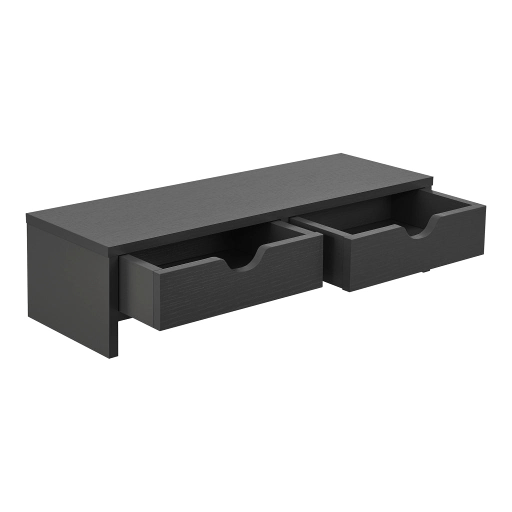 Supporto di Rialzo Monitor 'Mänttä' Base per Schermo con 2 Cassetti Portaoggetti - Grigio Scuro [en.casa]