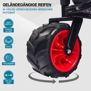 Carretto a mano pieghevole, max 80 kg, tessuto impermeabile rosso-nero, Carrello