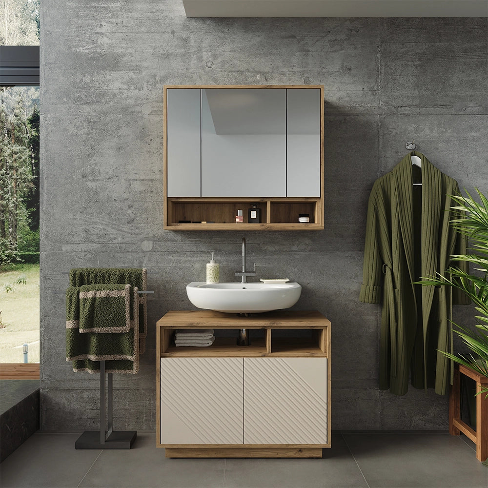 Set mobili bagno Beatrice Cachemire/Rovere artigianale Vicco