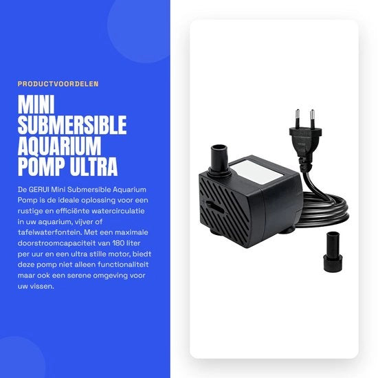 Pompa di immersione 180 l/h - Pomp acquario - Pomp giardino - Pomp idroponica - Pomp silenziosa - Cavi in gomma impermeabile