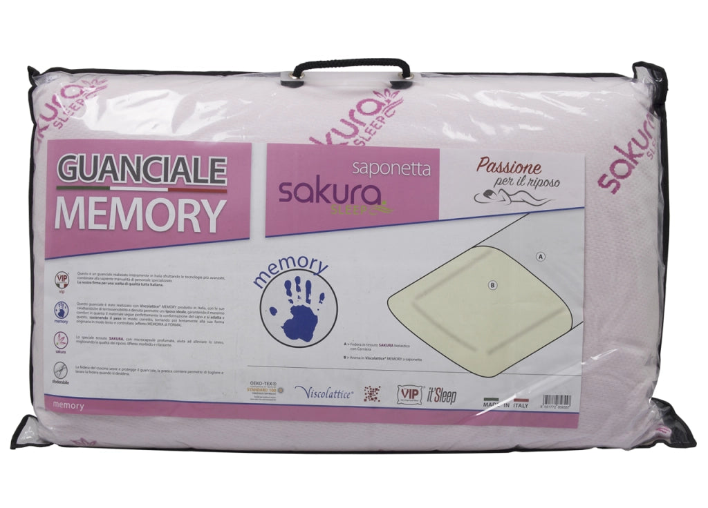Guanciale Cuscino Letto 42x72 cm Memory Anallergico Traspirante Sakura