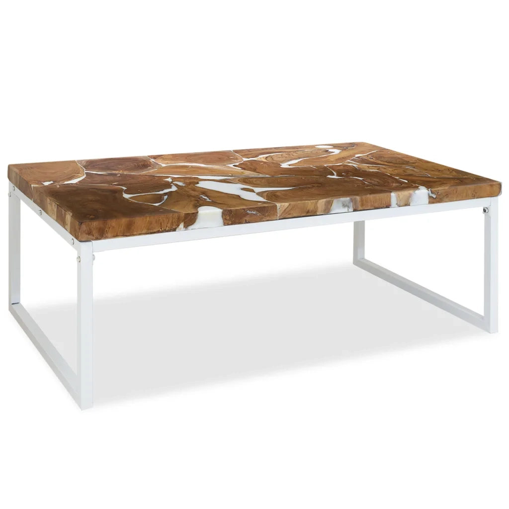 Tavolino da CaffÃ¨ in Legno di Teak e Resina 110x60x40 cm cod mxl 27191